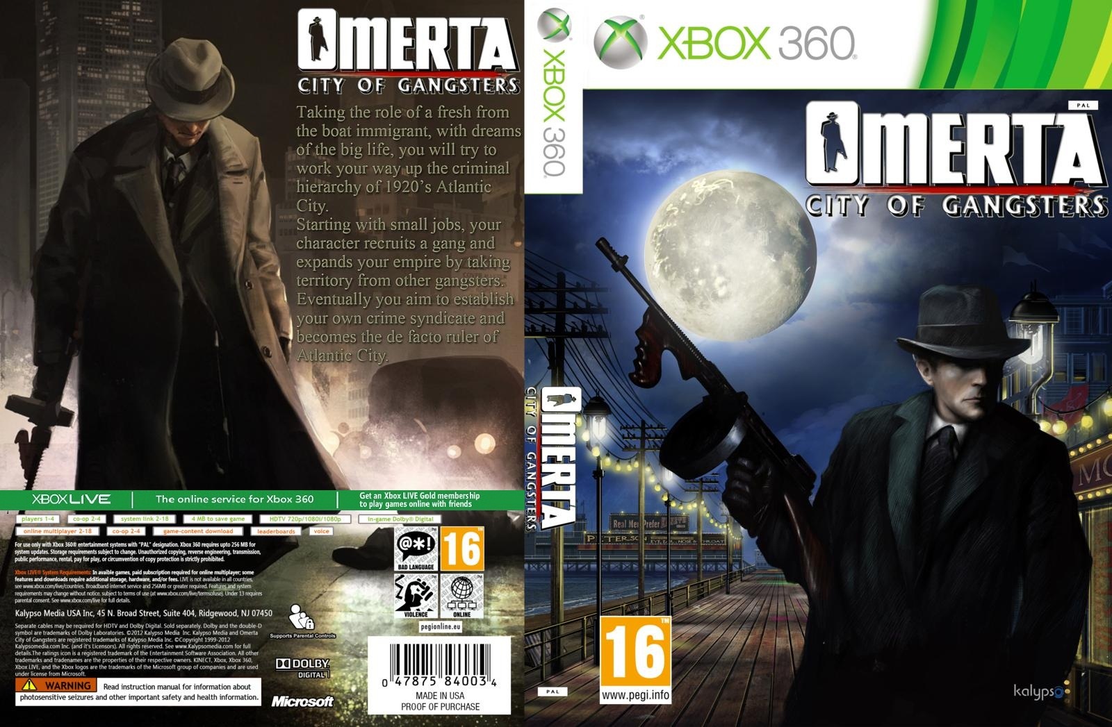 HARD GAMESS Omerta City of Gangsters / XBOX 360 / PC GAME